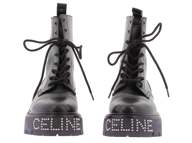 Botas ranger de piel negra Céline Talla 37 Negro - vista 3