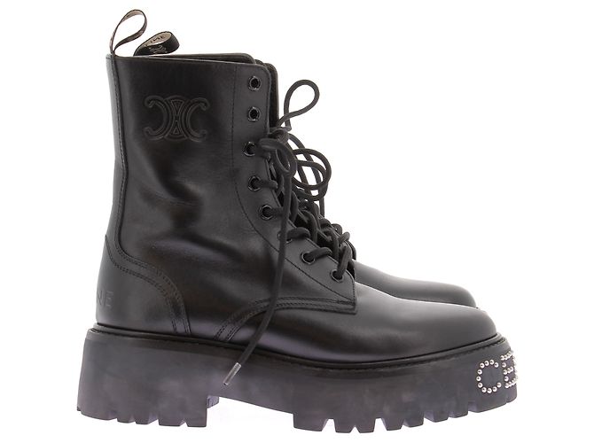 Botas ranger de piel negra Céline Talla 37 Negro - vista 6