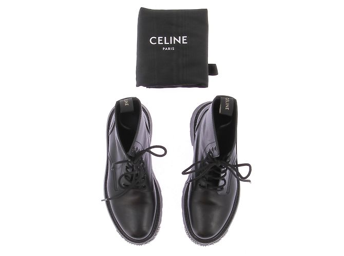 Botas ranger de piel negra Céline Talla 37 Negro - vista 8
