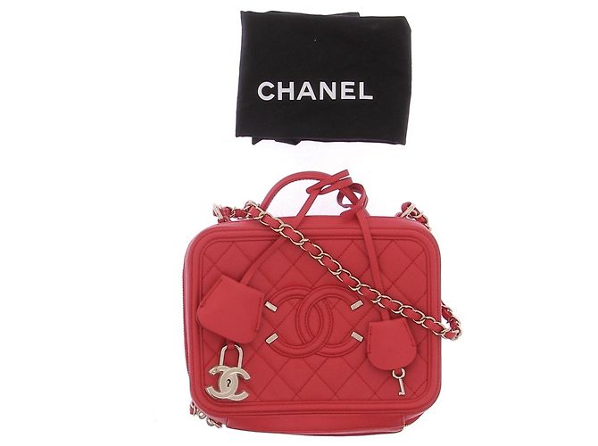 Vanity Chanel Beauty Case in pelle rossa Rosso - vista 8