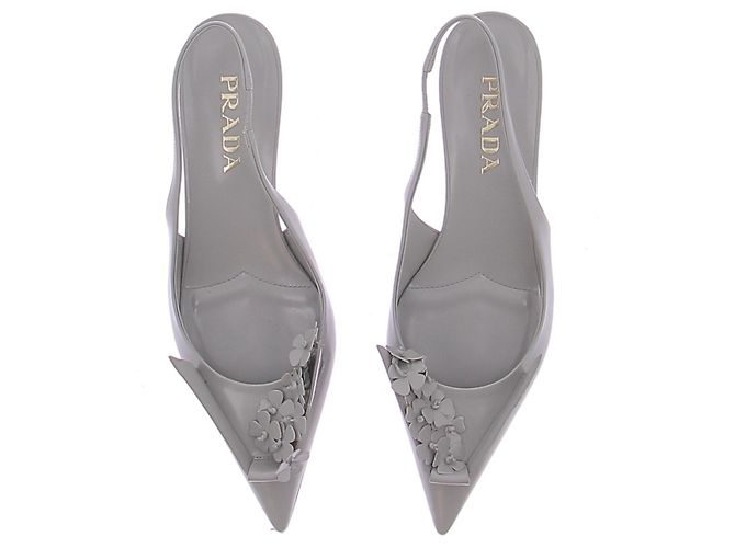 Prada Slingback Pumps Grau Leder Größe 37 - Ansicht 4