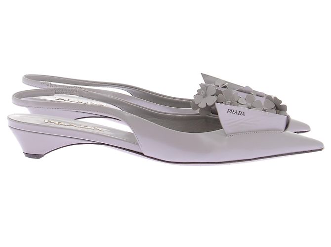 Prada Slingback Pumps Grau Leder Größe 37 - Ansicht 6
