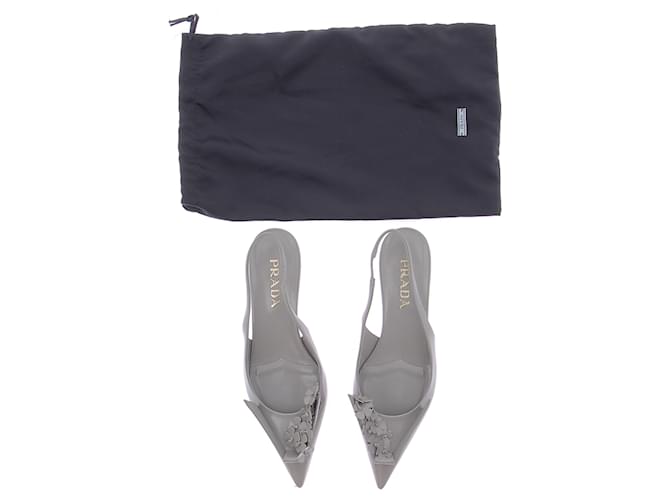 Prada Slingback Pumps Grau Leder Größe 37 - Ansicht 8