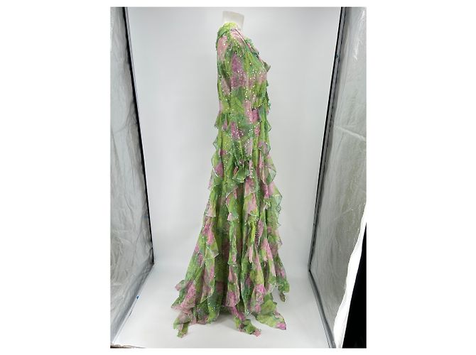 Gucci Abito in seta e paillettes Verde - vista 3