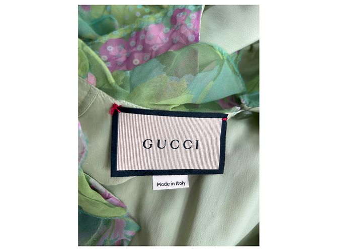 Gucci Abito in seta e paillettes Verde - vista 5