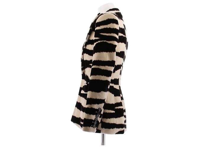 Blazer Nina Ricci con estampado de cebra negro de algodón - vista 3