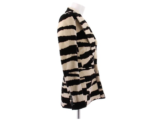 Blazer Nina Ricci con estampado de cebra negro de algodón - vista 4
