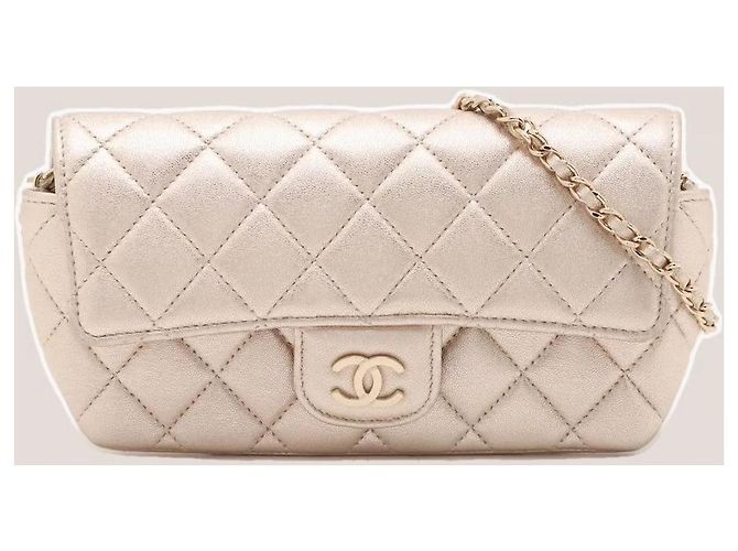 Borsa a tracolla Chanel in pelle dorata D'oro - vista 2