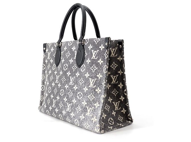 Borsa Tote Louis Vuitton Monogram Jacquard Denim OnTheGo MM Marrone - vista 2