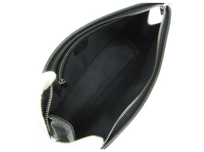 Clutch in pelle con logo Interlocking Gucci Nero - vista 3