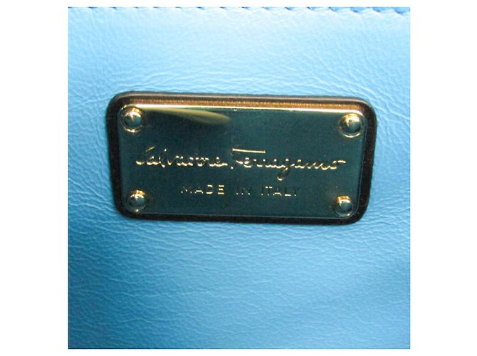 Borsa Salvatore Ferragamo Gancini Sophia DH-21 G175 Nero Bianco Blu - vista 14