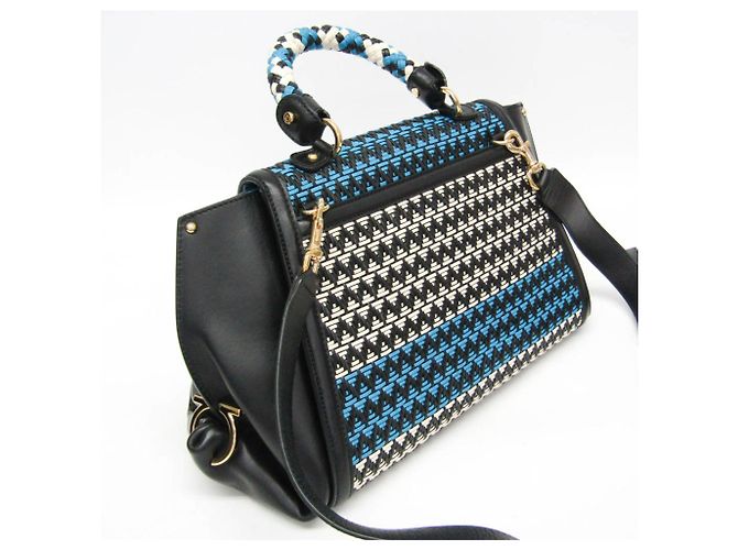 Borsa Salvatore Ferragamo Gancini Sophia DH-21 G175 Nero Bianco Blu - vista 6