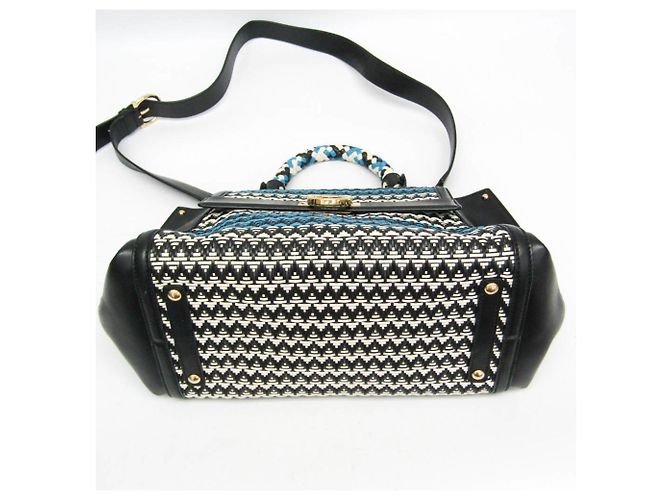 Borsa Salvatore Ferragamo Gancini Sophia DH-21 G175 Nero Bianco Blu - vista 8