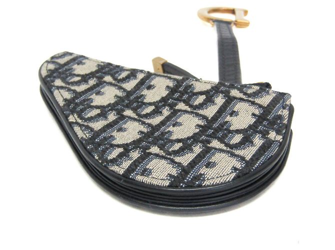 Monedero Oblique Saddle Christian Dior Beige Azul marino - vista 2