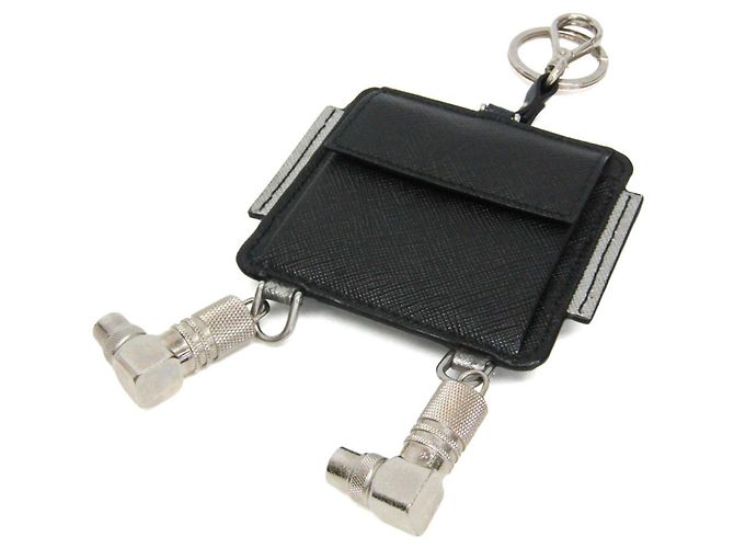 Prada Saffiano Robot Key Ring Coin Purse Silvery Navy blue - view 2