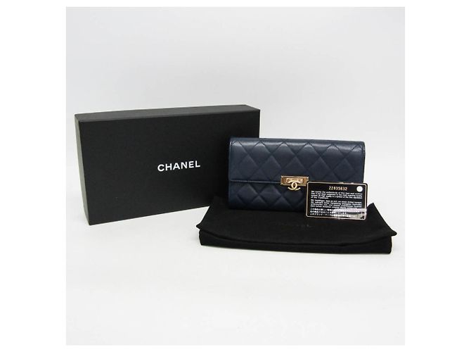 Chanel Matelasse Coco Rock Long Wallet Marineblau - Ansicht 2