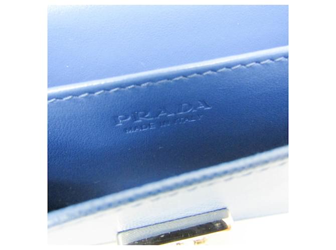 Prada Saffiano Lock 2ZH098 Mini Pouch Blu - vista 14