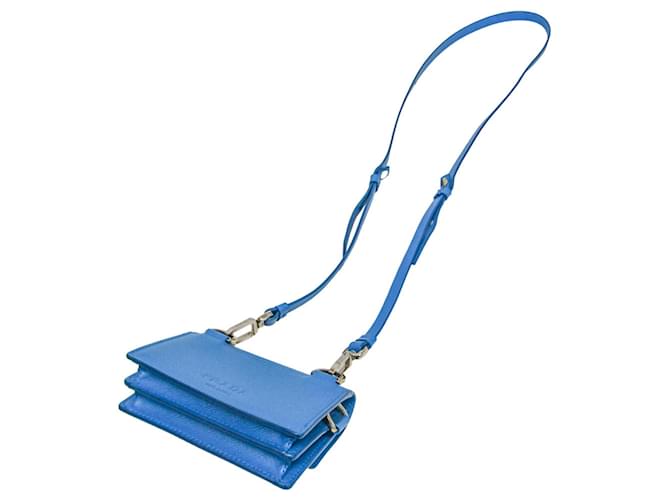 Prada Saffiano Lock 2ZH098 Mini Pouch Blu - vista 3