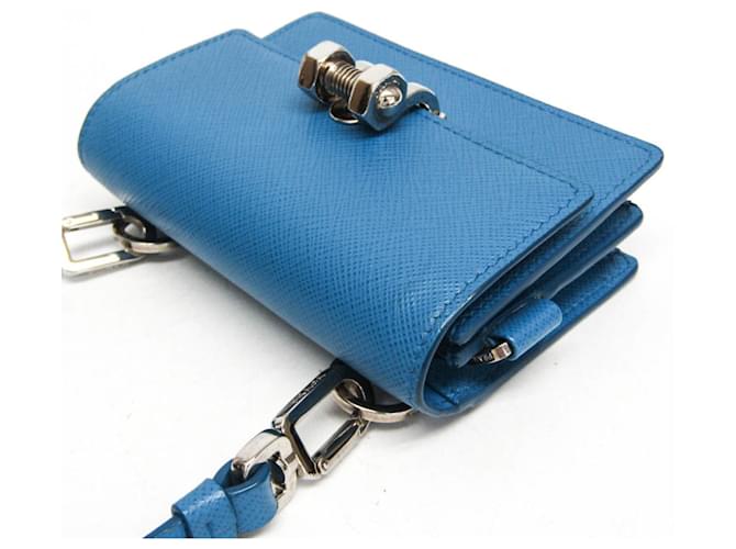 Prada Saffiano Lock 2ZH098 Mini Pouch Blu - vista 6