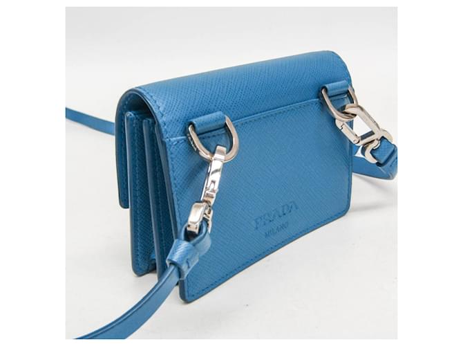 Prada Saffiano Lock 2ZH098 Mini Pouch Blu - vista 7