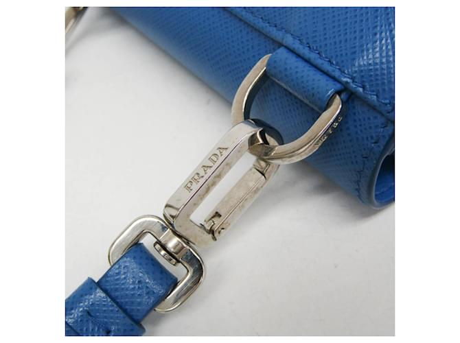 Prada Saffiano Lock 2ZH098 Mini Pouch Blu - vista 9