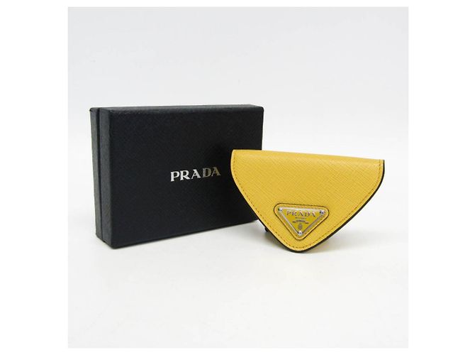 Portafoglio monete in pelle Saffiano Prada giallo - vista 2