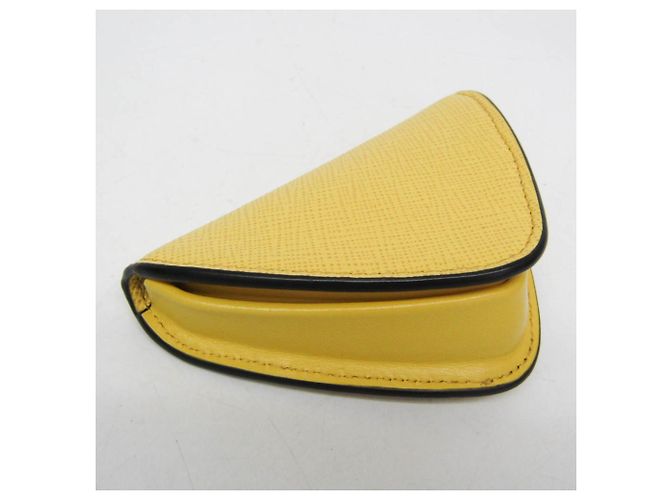 Portafoglio monete in pelle Saffiano Prada giallo - vista 5