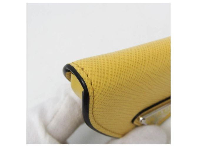 Portafoglio monete in pelle Saffiano Prada giallo - vista 7
