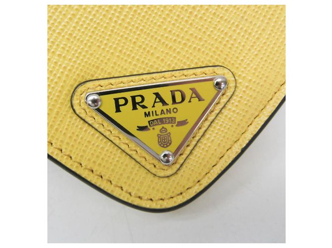 Portafoglio monete in pelle Saffiano Prada giallo - vista 8
