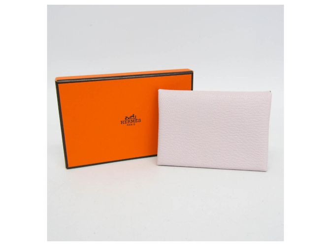 Hermès Portacarte in pelle di capra Hermes Calvi Duo Rosa Chiaro - vista 2