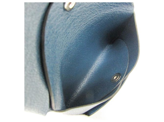 Hermès Tarjetero de piel de cabra Hermes Calvi Duo Azul marino - vista 5