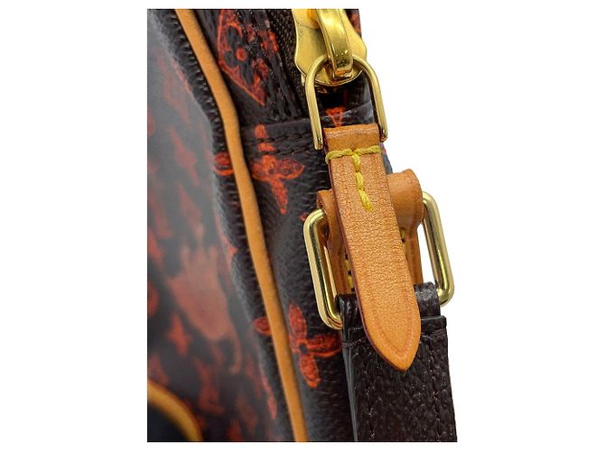 Borsa a Spalla Louis Vuitton Monogram Marrone Arancione - vista 12