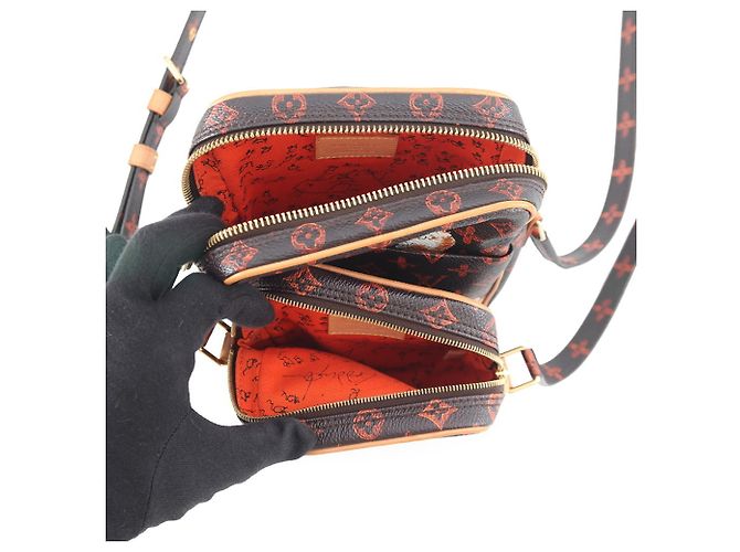 Borsa a Spalla Louis Vuitton Monogram Marrone Arancione - vista 4