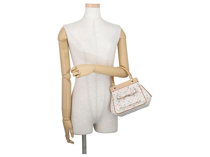 Borsa Louis Vuitton Monogram Multicolor Satin Abelia Bianco - vista 4