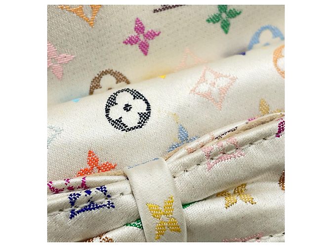 Borsa Louis Vuitton Monogram Multicolor Satin Abelia Bianco - vista 6