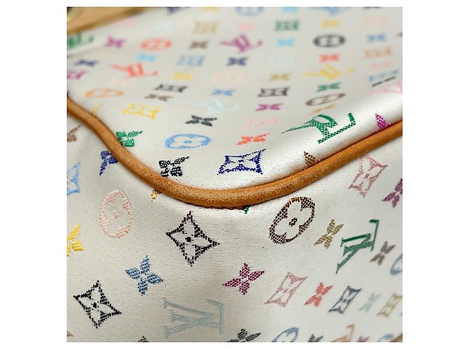Borsa Louis Vuitton Monogram Multicolor Satin Abelia Bianco - vista 7