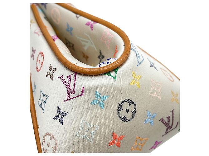 Borsa Louis Vuitton Monogram Multicolor Satin Abelia Bianco - vista 8