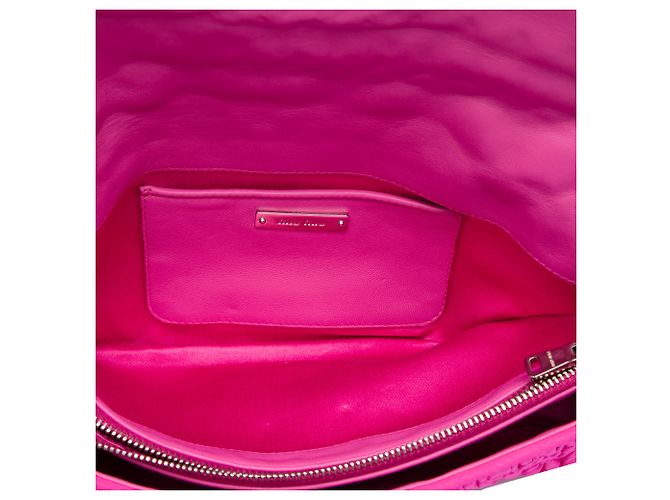 Borsa Miu Miu in nylon matelassé rosa con catena di cristalli - vista 4