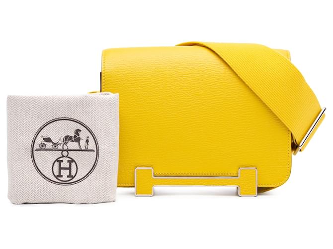 Hermès Geta in chevre Mysore giallo - vista 7