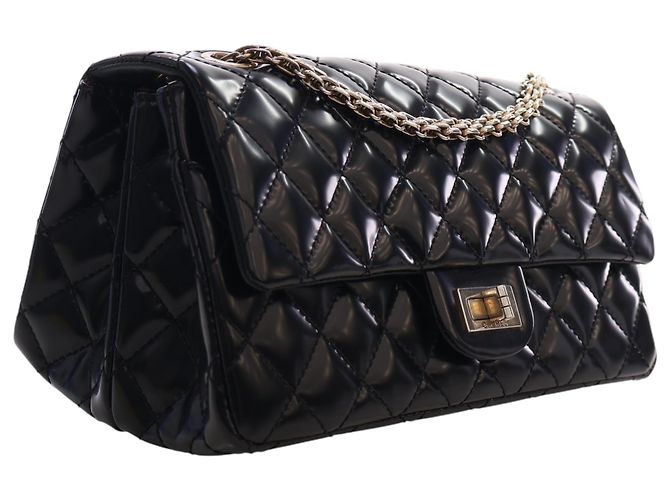 Chanel Black Quilted Glazed Calfskin Reissue 2.55 Accordion Flap 225 Nero - vista 2