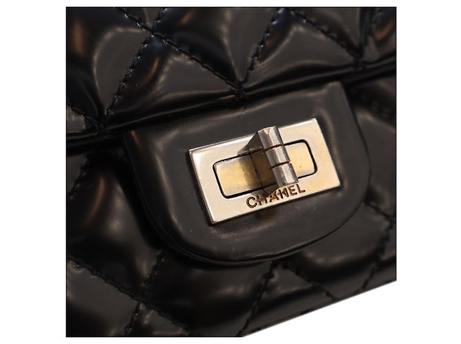 Chanel Black Quilted Glazed Calfskin Reissue 2.55 Accordion Flap 225 Nero - vista 8