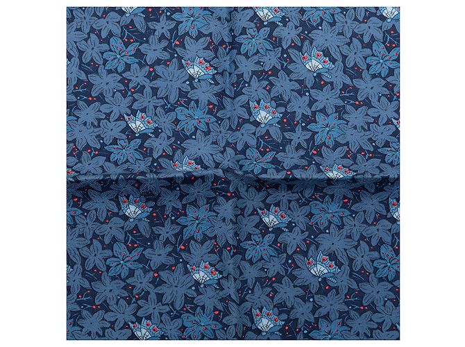 Sciarpa in seta Hermès Blue Flower and Butterfly 90 Blu navy - vista 3