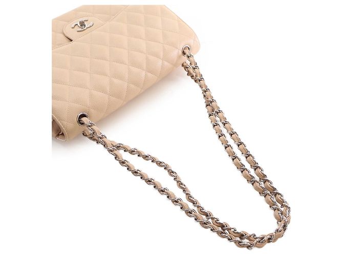 Chanel Beige Jumbo Classic Caviar Double Flap - vista 14