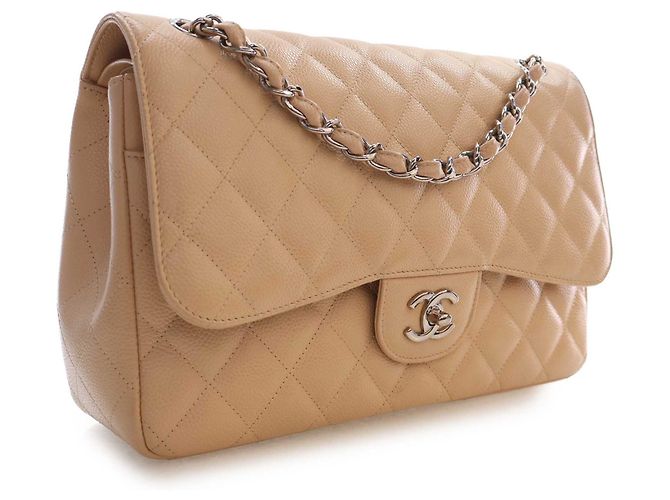 Chanel Beige Jumbo Classic Caviar Double Flap - vista 2