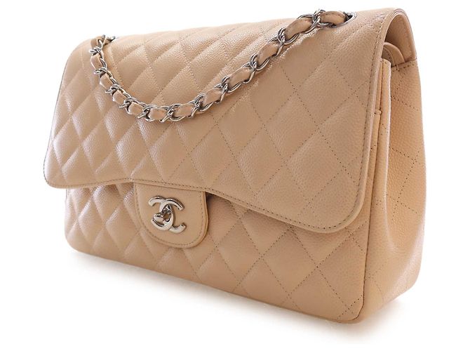 Chanel Beige Jumbo Classic Caviar Double Flap - vista 3