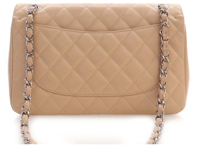 Chanel Beige Jumbo Classic Caviar Double Flap - vista 4