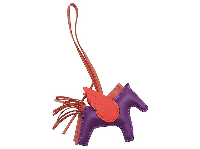 Charm per borsa Hermès Grigri Rodeo Pegase PM in agnello Milo viola e Swift Porpora Viola scuro - vista 2