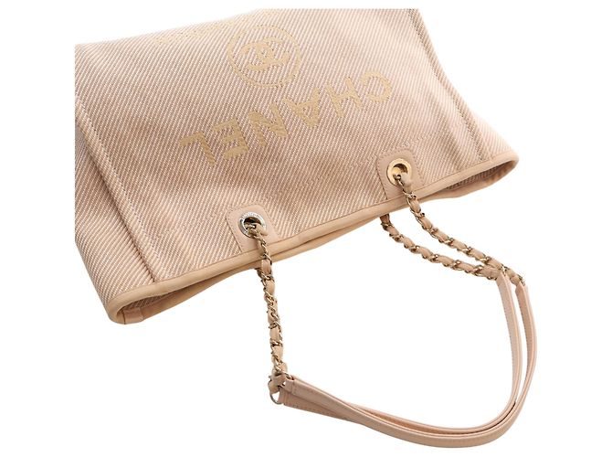 Chanel Deauville Tote aus Mischfasern Beige Small - Ansicht 15