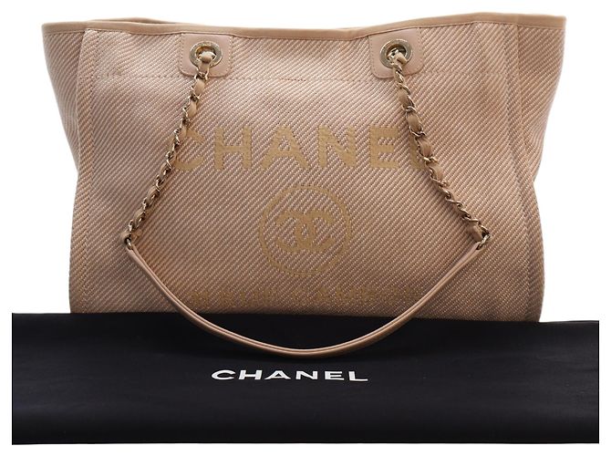 Chanel Deauville Tote aus Mischfasern Beige Small - Ansicht 16