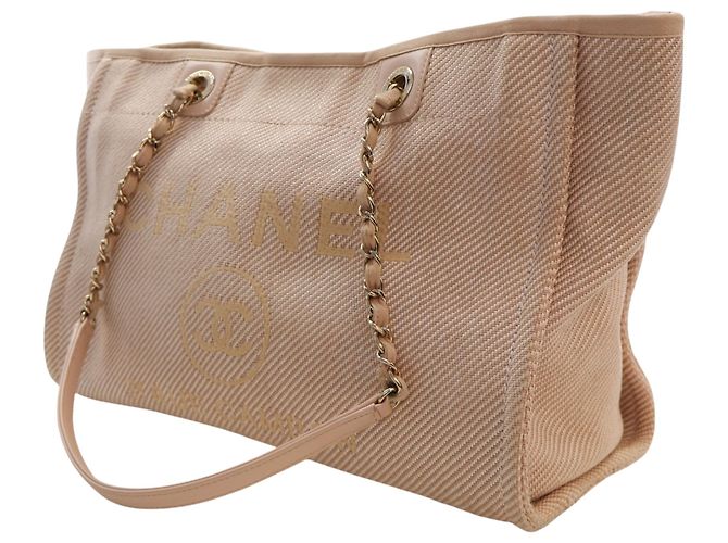 Chanel Deauville Tote aus Mischfasern Beige Small - Ansicht 3